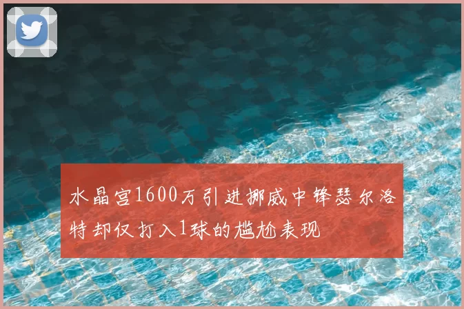 水晶宫1600万引进挪威中锋瑟尔洛特却仅打入1球的尴尬表现