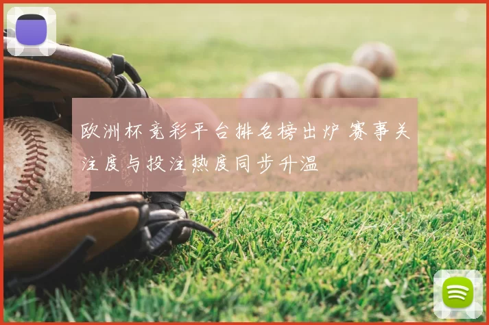 欧洲杯竞彩平台排名榜出炉 赛事关注度与投注热度同步升温